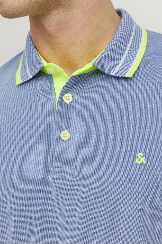 JJEPAULOS POLO SS NOOS 12136668 BRIGHT COBALT/NEON
